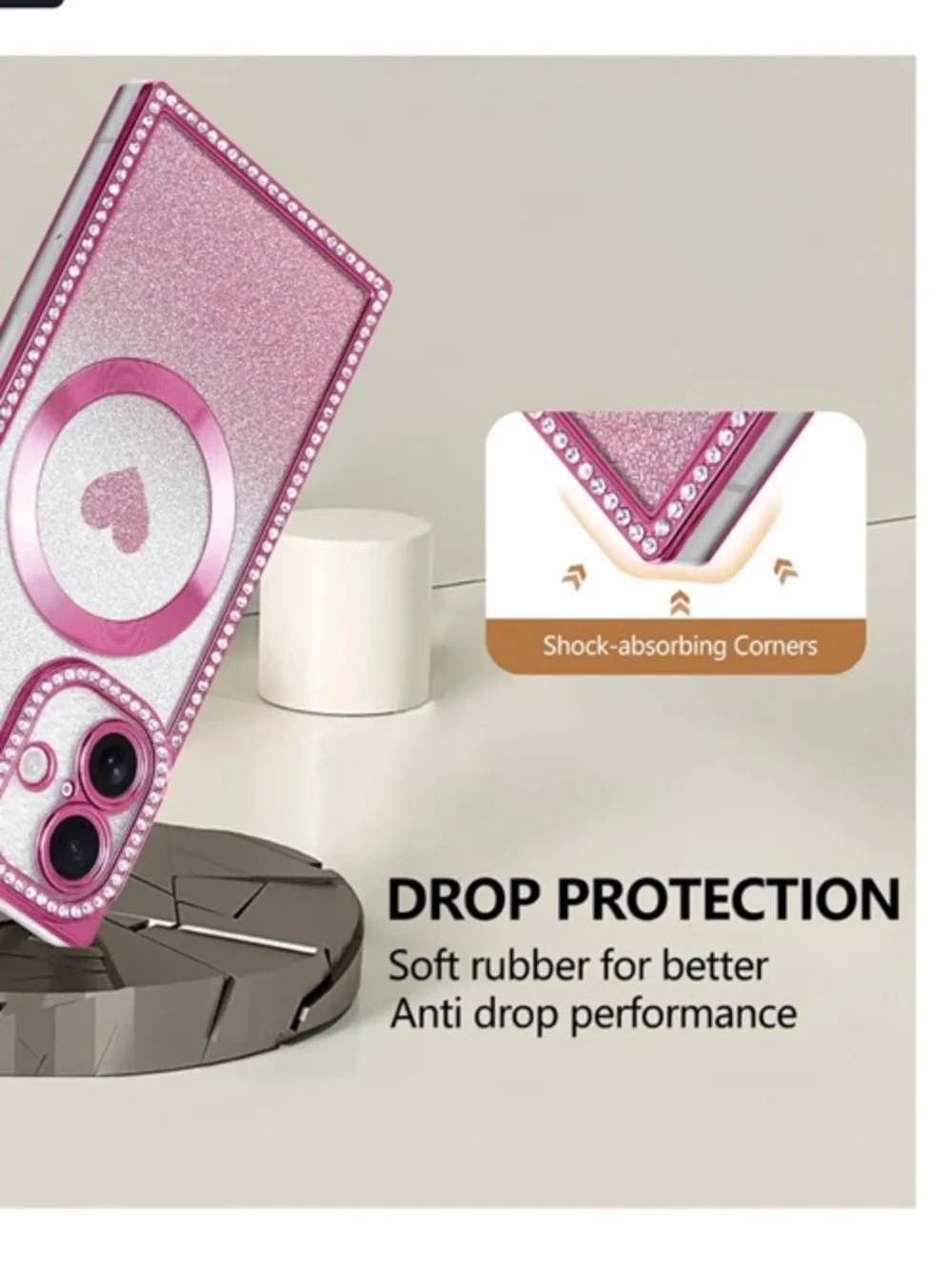 NEW Magnetic Glitter iPhone 16 Plus Case with Ring Holder